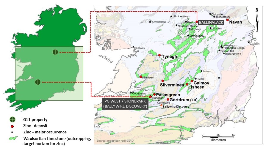 Location Map Showing the Company’s Projects in Ireland
