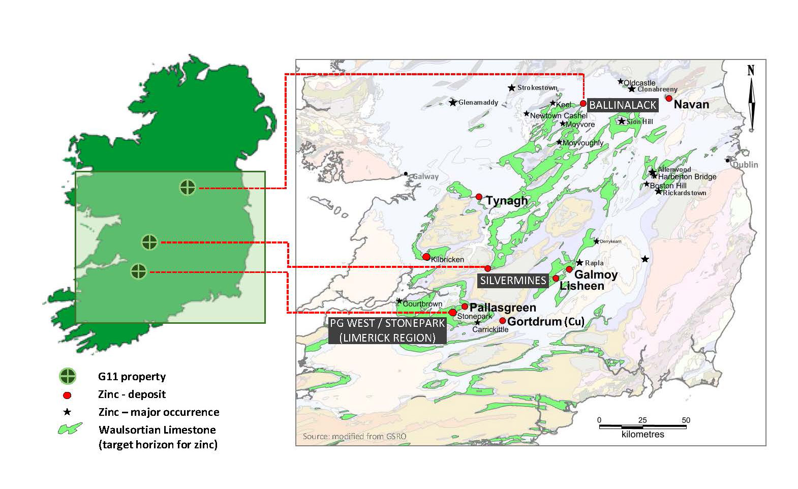 Location Map Showing the Company’s Projects in Ireland