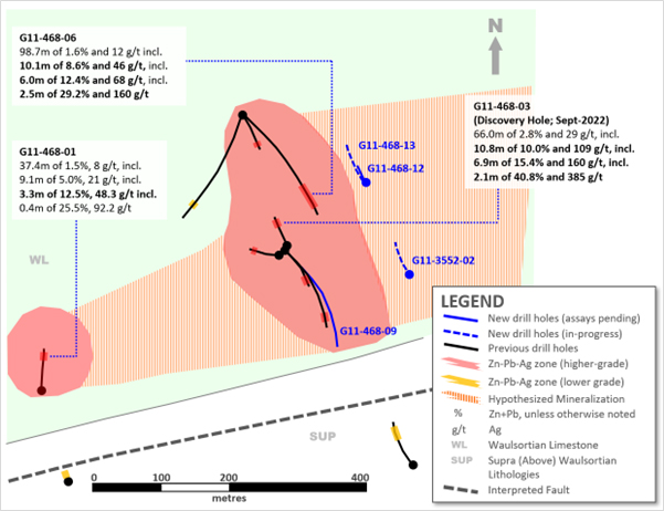 Exhibit 1. Detailed Plan Map of New Drilling at Ballywire Discovery, PG West Project, Ireland