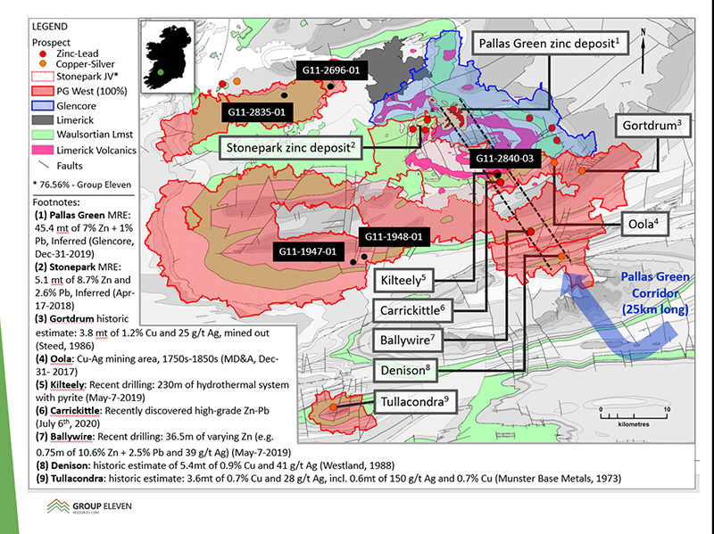 Exhibit 1. Location of New Drill Holes (Black Labels) at the 100%-owned PG West Project, Ireland