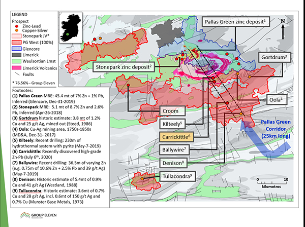 Exhibit 1. Location of Carrickittle Prospect at the Company's 100%-owned PG West Project, Ireland